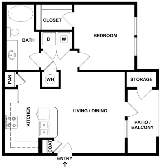 a floor plan of a two bedroom apartment at The Latigo at Eagle Pass