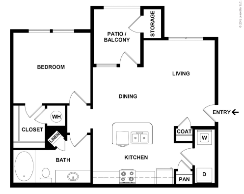 a floor plan of a two bedroom apartment at The Latigo at Eagle Pass