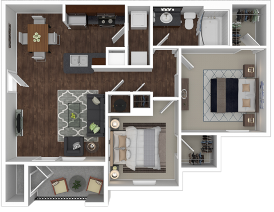 a floor plan of a two bedroom apartment at The Latigo at Eagle Pass