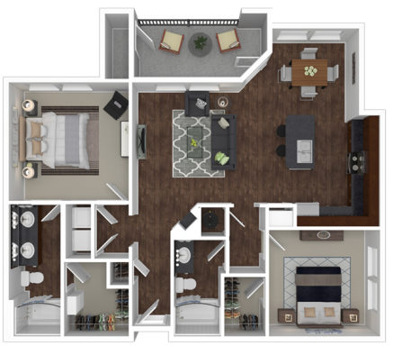 a floor plan of a two bedroom apartment at The Latigo at Eagle Pass